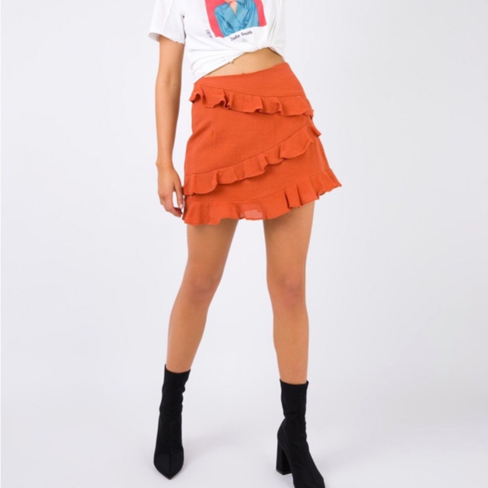 Rust Orange Mini Skirt
